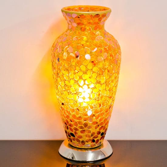 Izar Bronze Flower Design Mosaic Glass Vase Table Lamp_1