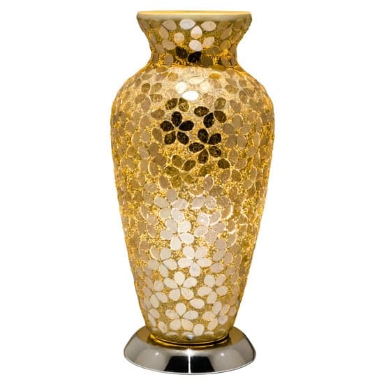 Izar Gold Flower Design Mosaic Glass Vase Table Lamp_2