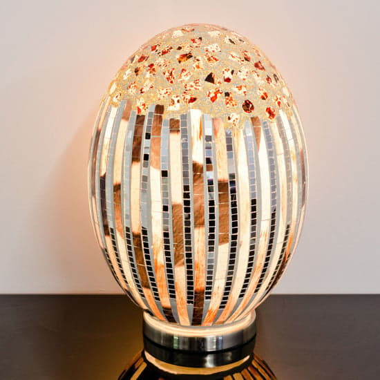 Izar Large Art Deco Design Mosaic Glass Egg Table Lamp