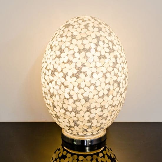 Izar Large Opaque Flower Design Mosaic Glass Egg Table Lamp_1