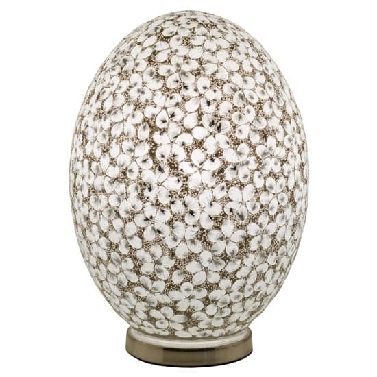 Izar Large White Flower Design Mosaic Glass Egg Table Lamp_2