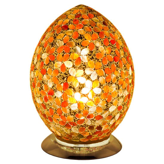 Izar Medium Amber Flower Egg Design Mosaic Glass Table Lamp_2