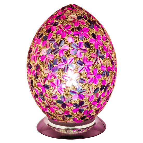 Izar Medium Magenta Flower Egg Design Mosaic Glass Table Lamp_2