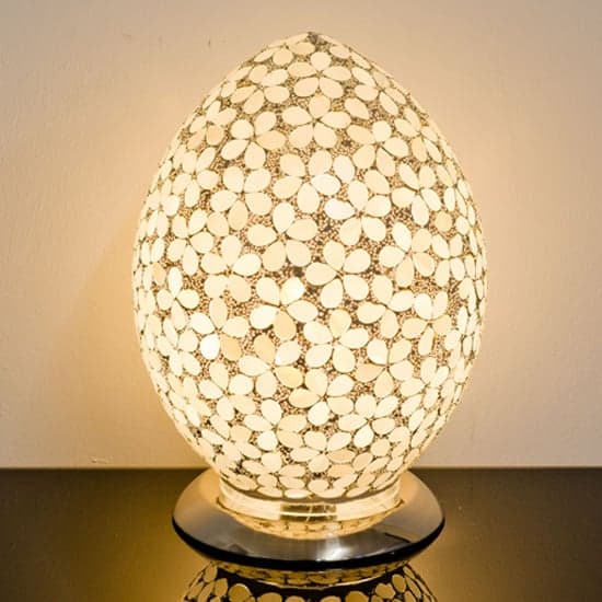 Izar Medium Opaque Flower Design Mosaic Glass Egg Table Lamp_1