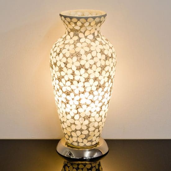 Izar Medium Opaque Flower Design Mosaic Glass Vase Table Lamp_1