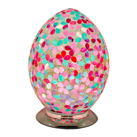 Izar Medium Pink Flower Egg Design Mosaic Glass Table Lamp_2