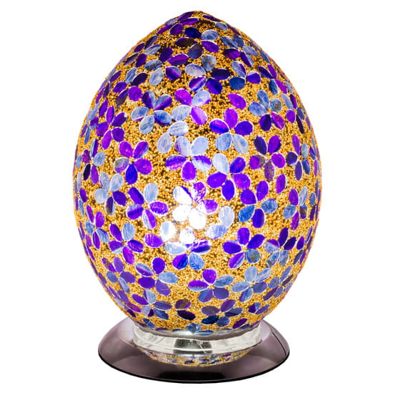 Izar Medium Purple Flower Egg Design Mosaic Glass Table Lamp_2