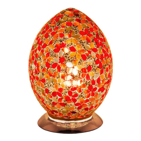 Izar Medium Red Flower Design Mosaic Glass Egg Table Lamp_2