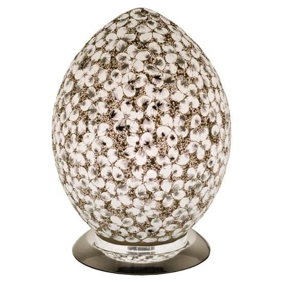 Izar Medium White Flower Design Mosaic Glass Egg Table Lamp_2