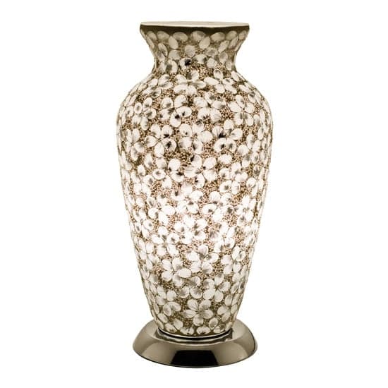 Izar Medium White Flower Design Mosaic Glass Vase Table Lamp_2