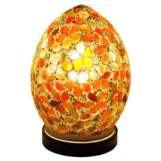 Izar Small Amber Flower Egg Design Mosaic Glass Table Lamp_2