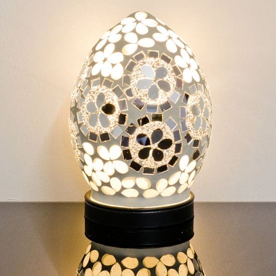 Izar Small Art Deco Flower Egg Design Mosaic Glass Table Lamp_1