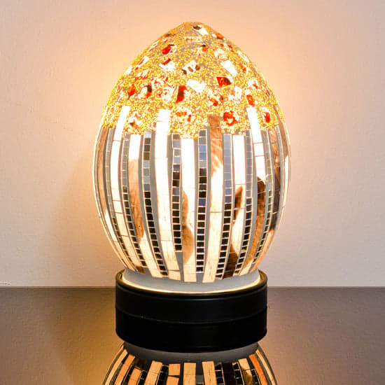 Izar Small Art Deco Design Mosaic Glass Egg Table Lamp_1