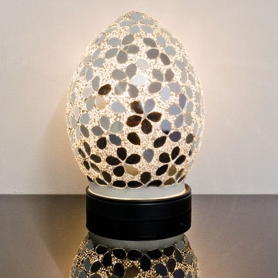 Izar Small Mirrored Flower Design Mosaic Glass Egg Table Lamp_1