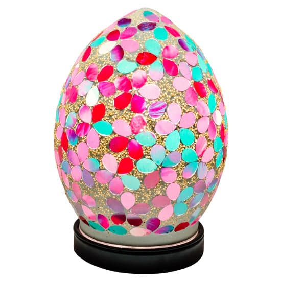 Izar Small Pink Flower Egg Design Mosaic Glass Table Lamp_2