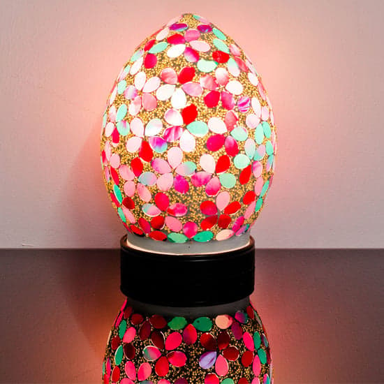 Izar Small Pink Flower Egg Design Mosaic Glass Table Lamp_1
