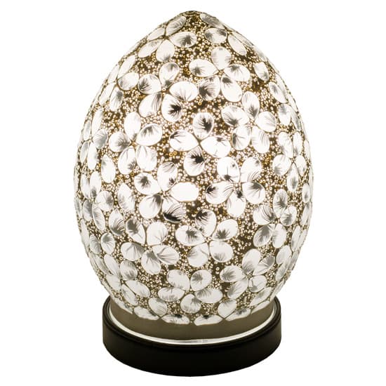 Izar Small White Flower Design Mosaic Glass Egg Table Lamp_2