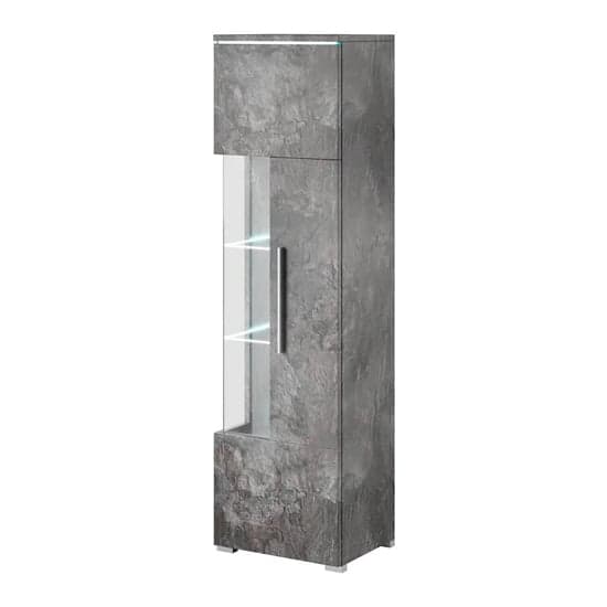 Izola Display Cabinet Tall Left 1 Door In Slate Grey With LED_1