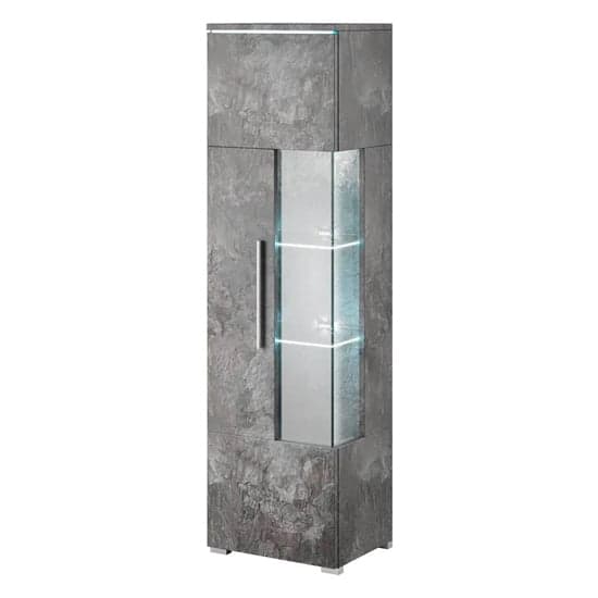 Izola Display Cabinet Tall Right 1 Door In Slate Grey With LED_1