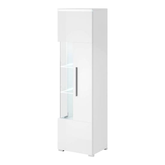 Izola Gloss Display Cabinet Tall Left 1 Door In White With LED_1