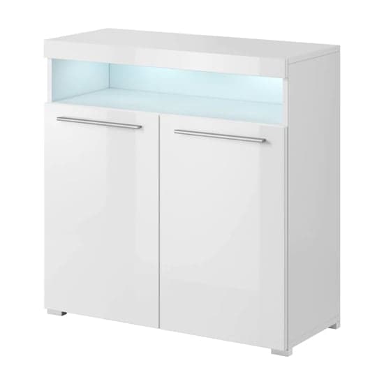 Izola High Gloss Sideboard With 2 Doors In White And LED_1