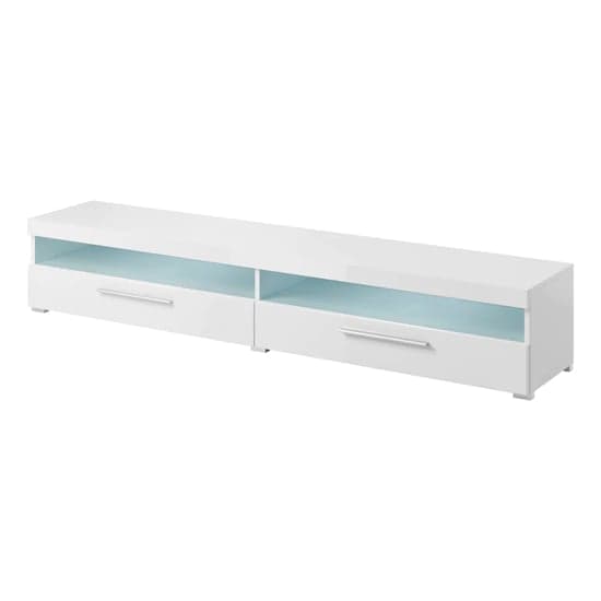 Izola High Gloss TV Stand Wide With 2 Drawers In White And LED_1