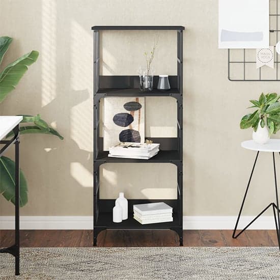 Izola Wooden Bookshelf With 3 Compartments In Black_1