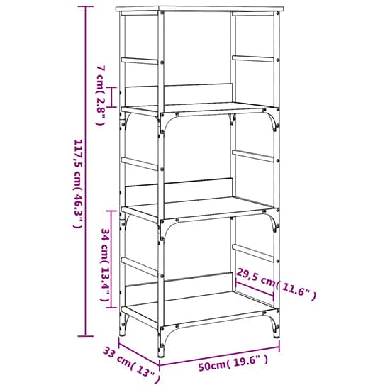 Izola Wooden Bookshelf With 3 Compartments In Grey Sonoma Oak_6