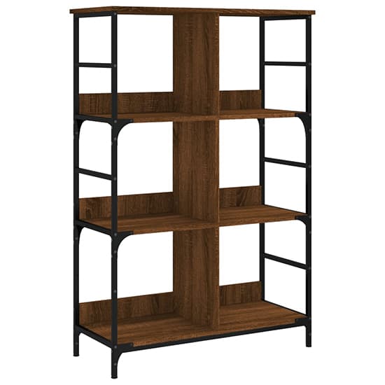 Izola Wooden Bookshelf With 6 Compartments In Brown Oak_2