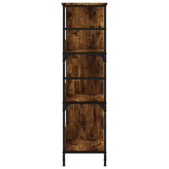 Izola Wooden Bookshelf With 6 Compartments In Smoked Oak_4