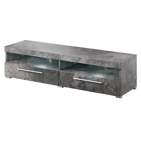 Izola Wooden TV Stand With 2 Drawers In Slate Grey And LED_1