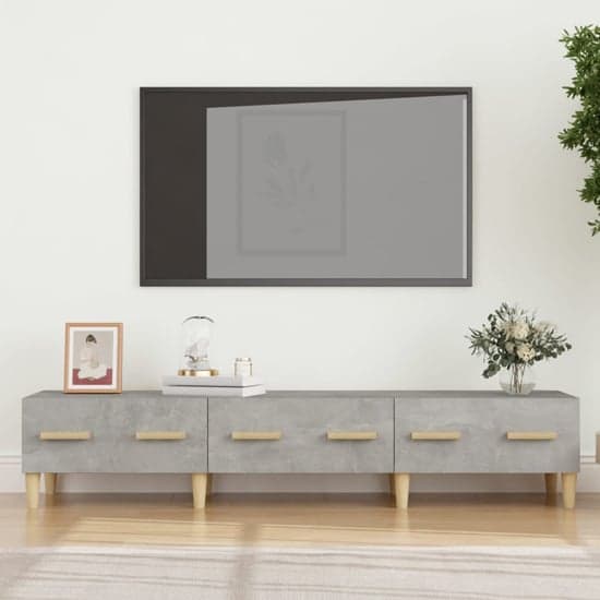 Jacey Wooden TV Stand With 3 Drawers In Concrete Effect_1