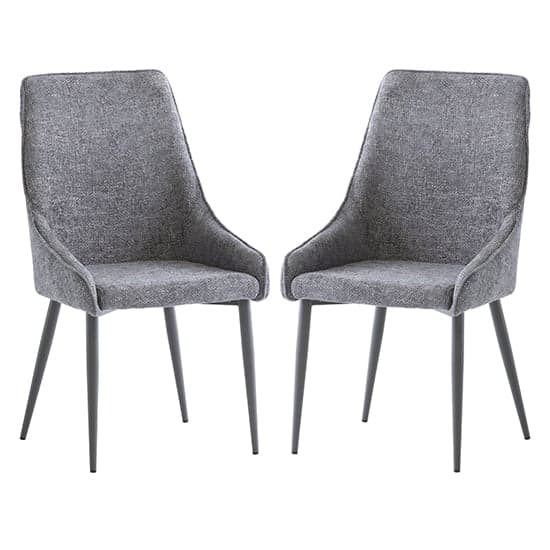 Jacinta Graphite Fabric Dining Chairs With Grey Legs In Pair_1