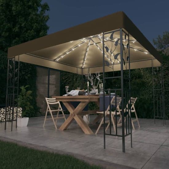 Jack 3m x 3m Gazebo In Taupe With LED Lights_1