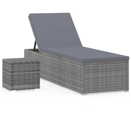 Jack Rattan Sun Lounger With Cushion And Tea Table In Grey_2