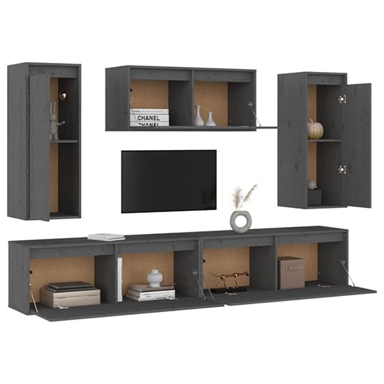 Jackie Solid Pinewood Entertainment Unit In Grey_4