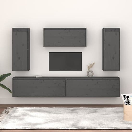 Jackie Solid Pinewood Entertainment Unit In Grey_1