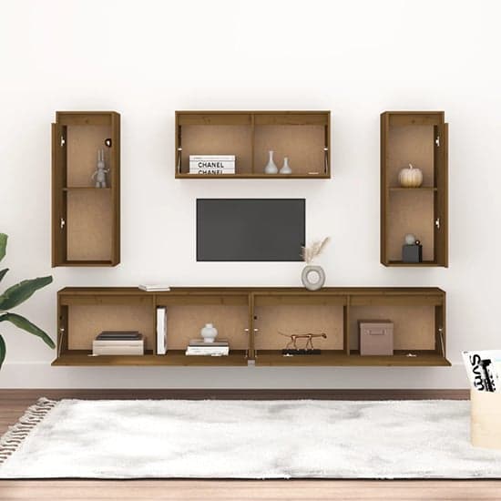 Jackie Solid Pinewood Entertainment Unit In Honey Brown_2
