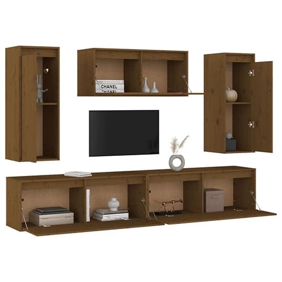 Jackie Solid Pinewood Entertainment Unit In Honey Brown_4