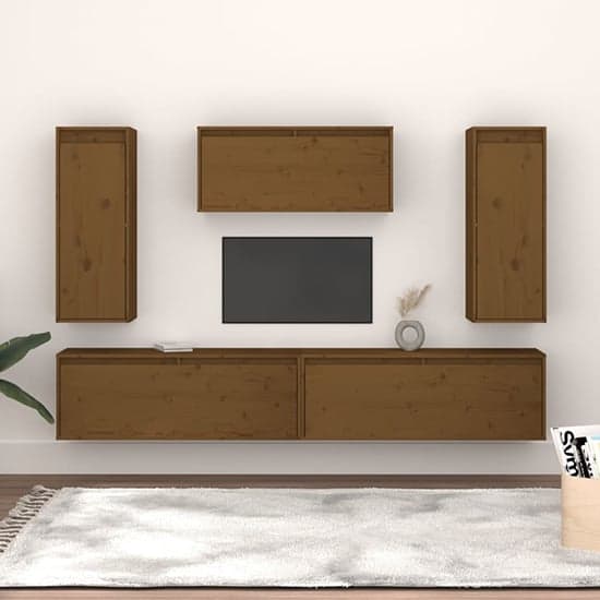 Jackie Solid Pinewood Entertainment Unit In Honey Brown_1