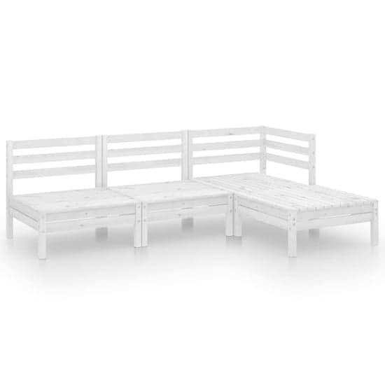 Jaclyn Solid Pinewood 4 Piece Garden Lounge Set In White_2