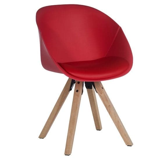 Jaclyn Red PU Visitor Chair With Wooden Legs In Pair_2