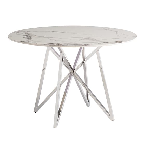 Jadzia 120cm White Marble Dining Table 4 Flotin Grey Chairs_2