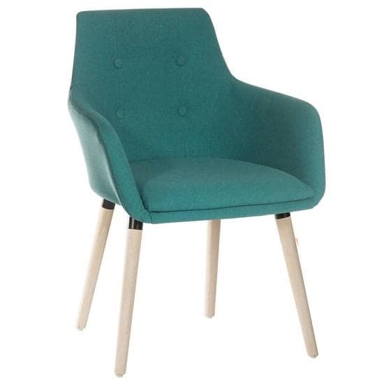 Jaime Fabric Reception Chair In Teal With Wood Legs In Pair_2