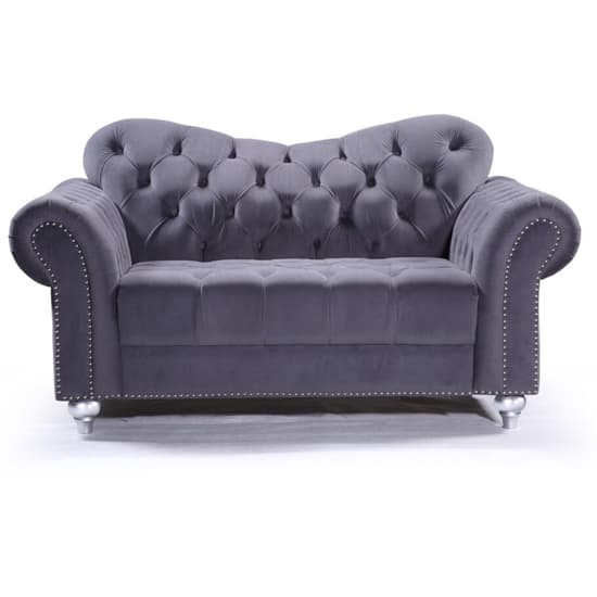 Jalen Plush Velvet 2 Seater Sofa In Grey_2