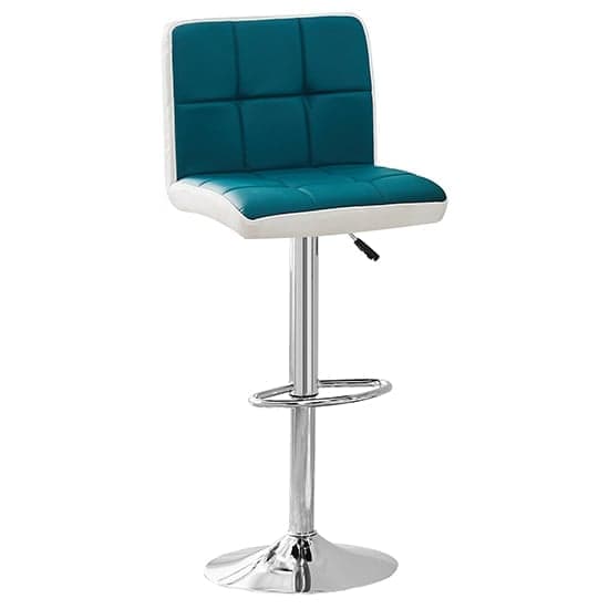 Jam Square Glass White Gloss Bar Table 4 Copez Teal Stools_3