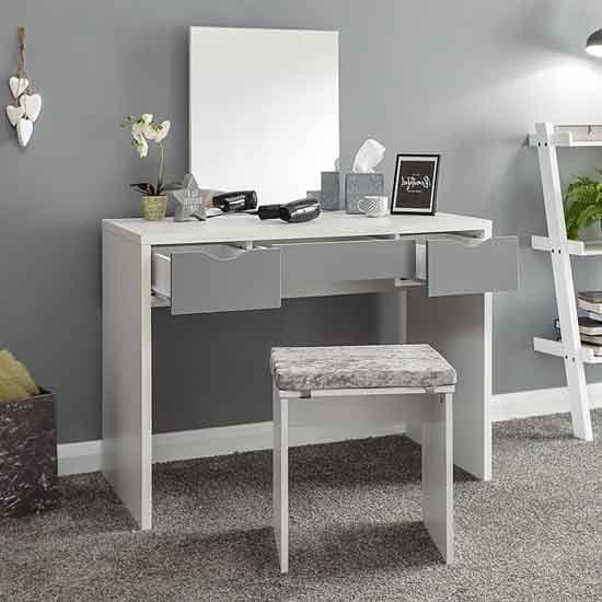 Elstow Wooden Dressing Table Set In White And Grey_2