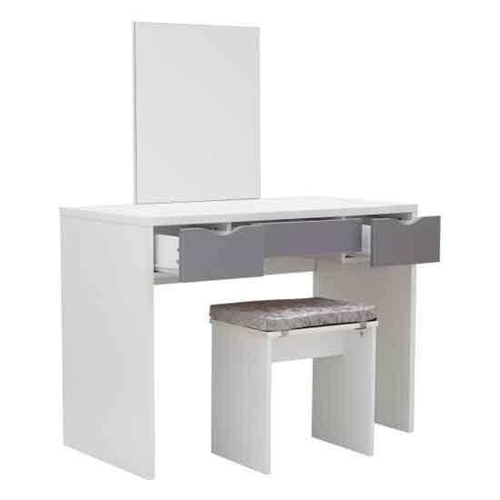 Elstow Wooden Dressing Table Set In White And Grey_4