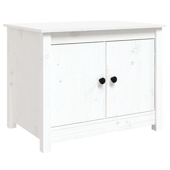 Janie Pine Wood Coffee Table With 2 Doors In White_3