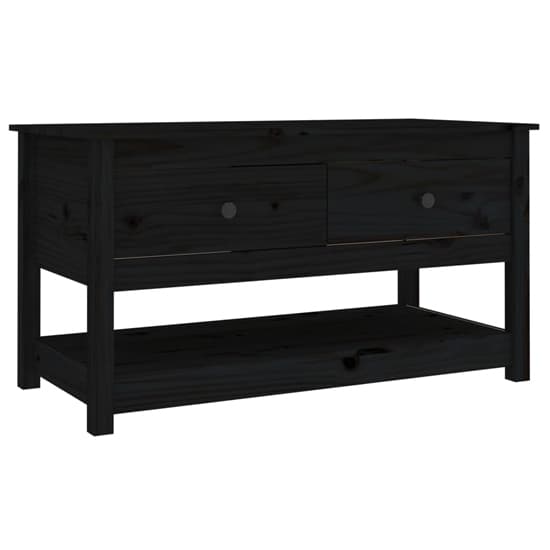 Janie Pine Wood Coffee Table With 2 Drawers In Black_3